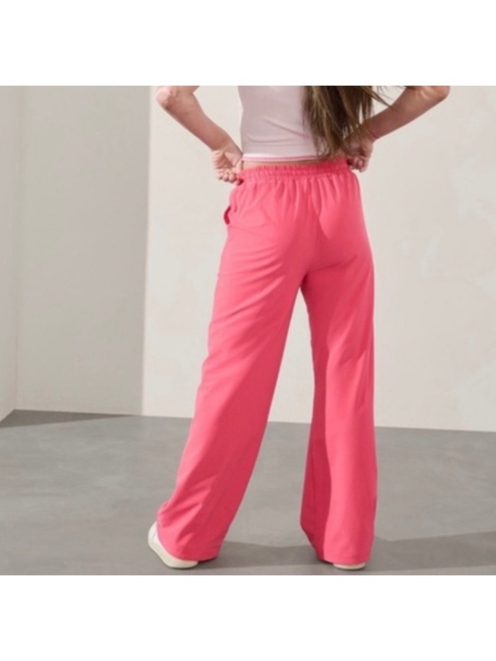 Athleta Girls' Coral Pink Elastic-Waist Joggers - Picture 2 of 7